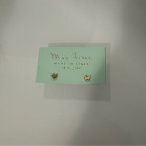 Mia Fiore 14k Yellow Gold Small Butterfly Stud Earrings NWT